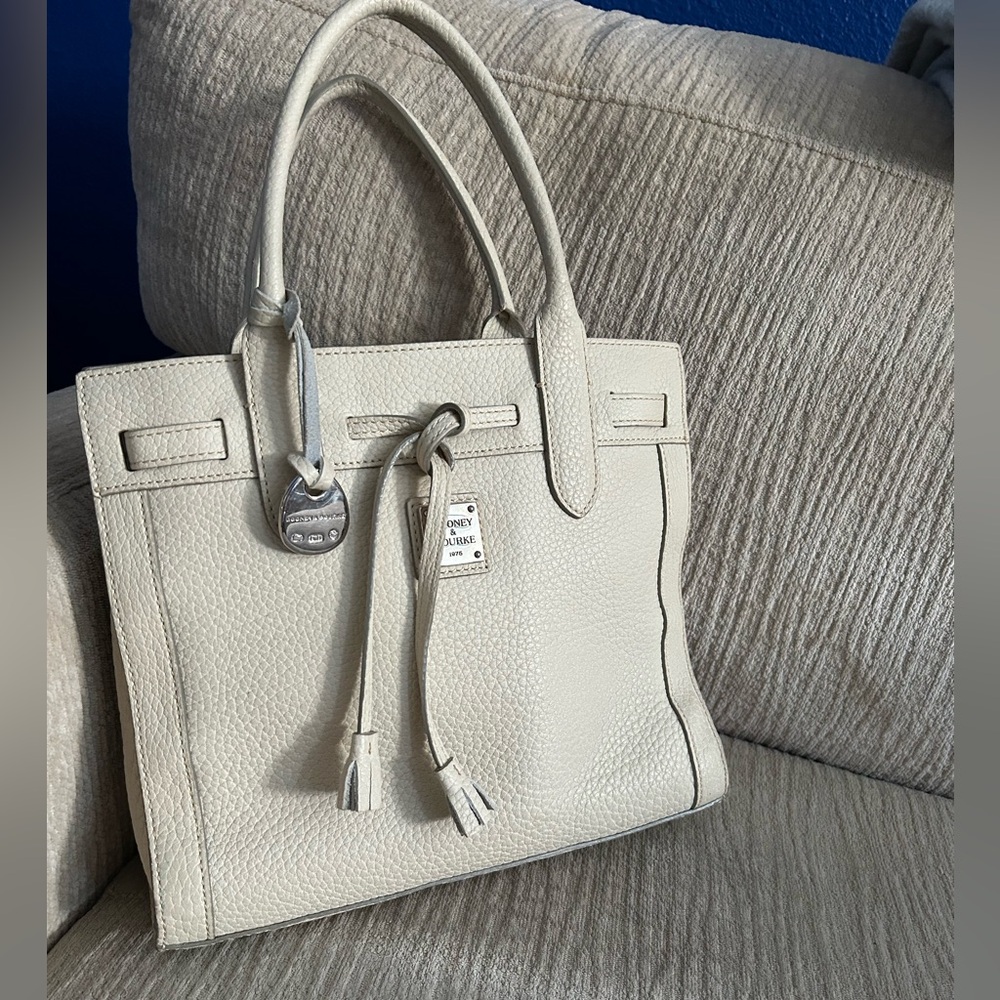 Vintage Dooney & Bourke Tasseled Leather Tote Shoulder Bag